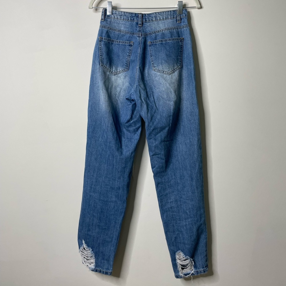 Missguided Riot High Rise Mom Jeans Distressed Size 0 - Picture 4 of 7